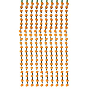 Hitech Sales 10 Woolen Artificial Long Marigold Fluffy Flower Garland Strings for Home Decoration, Pooja Mandir Decor Genda Phool for Wedding and Festivals, Diwali (40 inch) (Orange)