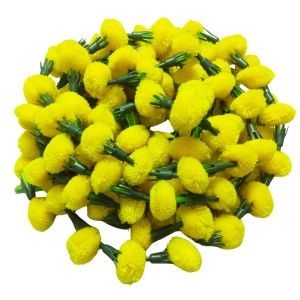 Hitech Sales 10 Woolen Artificial Long Marigold Fluffy Flower Garland Strings for Home Decoration, Pooja Mandir Decor Genda Phool for Wedding and Festivals, Diwali (40 inch) (Yellow)