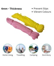 Nylon Rope Combo Pack of 6 | Durable, High-Strength Ropes for Outdoor, Camping, and Household Use | Multipurpose Ropes for Clothesline, DIY Projects, and More (Yellow, Medium)