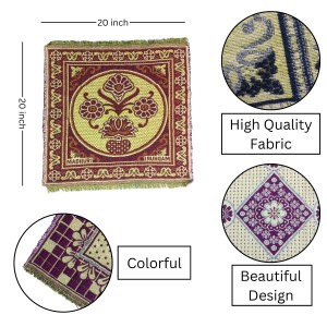 Hitech Sales Pure Cotton Puja Aasan Set Designer Prayer Mats for Puja, Meditation or Sitting on Floor & Multipurpose Use - Size 20 x 20 inch (Multicolor) (2)