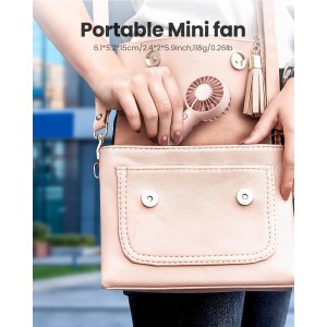 Mini Hand Fan – Portable USB Rechargeable Personal Fan, 3 Speeds, Quiet Operation, Handheld or Desk Use, Ideal for Travel, Office, Outdoor, and Summer Activities (Pink)