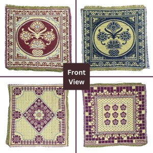 Hitech Sales Pure Cotton Puja Aasan Set Designer Prayer Mats for Puja, Meditation or Sitting on Floor & Multipurpose Use - Size 20 x 20 inch (Multicolor) (2)