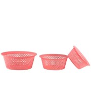 Hitech Home One Desire Pink Plastic Basket (Set of 3)