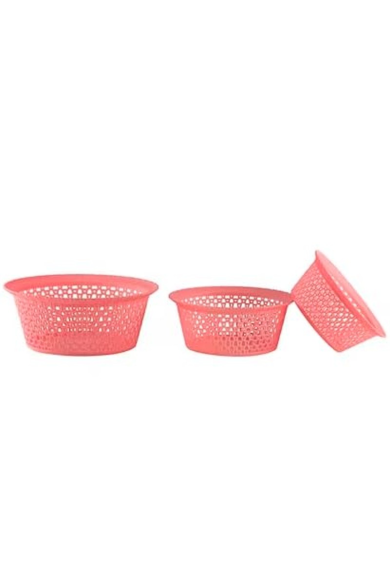 Hitech Home One Desire Pink Plastic Basket (Set of 3)