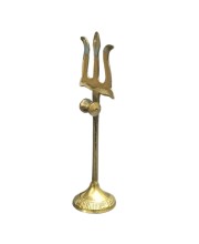 HiTechMart Handcrafted Brass Trishul Stand – Divine Hindu Trident for Puja, Home Temple & Spiritual Décor – Durable & Auspicious Religious Symbol for Lord Shiva Worship