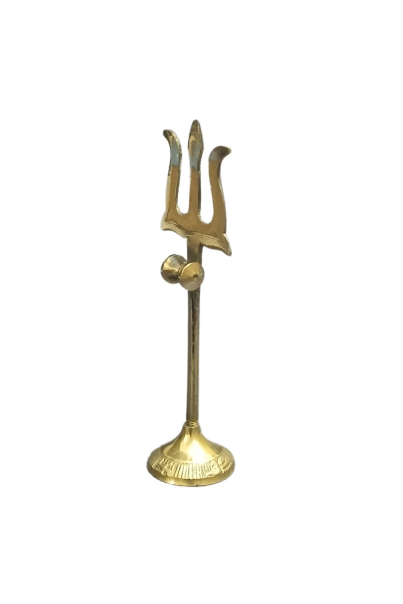 HiTechMart Handcrafted Brass Trishul Stand – Divine Hindu Trident for Puja, Home Temple & Spiritual Décor – Durable & Auspicious Religious Symbol for Lord Shiva Worship
