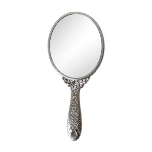 Makeup Plastic Portable Hand Mirror | Compact Handheld Mirror for Travel, Beauty, and Daily Use (Silver)