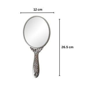 Makeup Plastic Portable Hand Mirror | Compact Handheld Mirror for Travel, Beauty, and Daily Use (Silver)