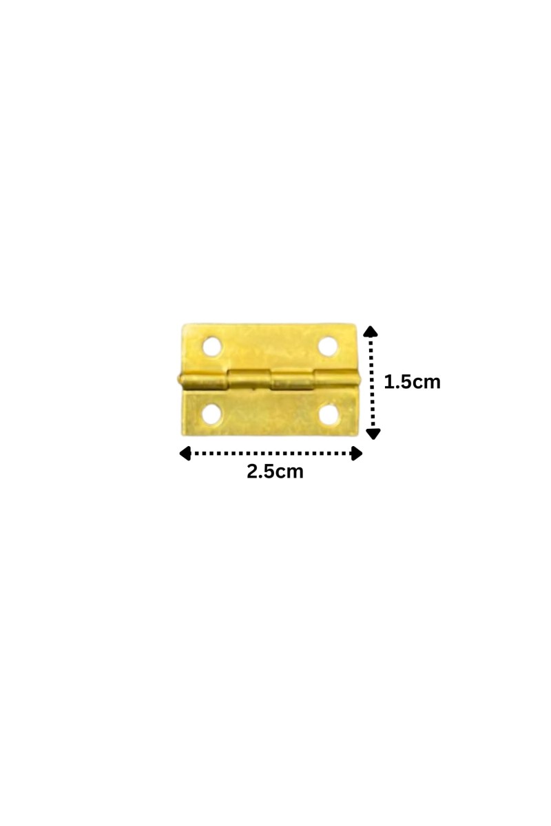 12 pcs Mini Hinges with Screws – Small Brass Hardware for Wooden Boxes, Models & Furniture