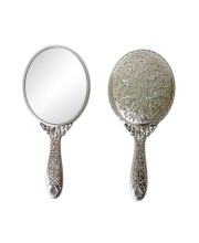 Makeup Plastic Portable Hand Mirror | Compact Handheld Mirror for Travel, Beauty, and Daily Use (Silver)
