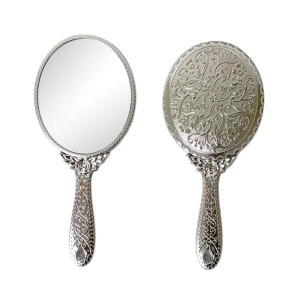 Makeup Plastic Portable Hand Mirror | Compact Handheld Mirror for Travel, Beauty, and Daily Use (Silver)