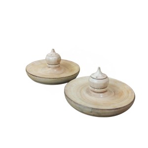 Handcrafted Wooden Dhoop Dani | Traditional Incense Burner with Lid – Natural Finish