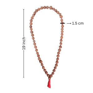 HiTechMart 5 Mukhi Rudraksha Mala Hindu Prayer Meditation Rosary with Red Tassel