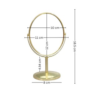 HiTechMart Golden Tabletop Makeup Mirror – Double-Sided, 360° Rotating Vanity Mirror with Elegant Metal Frame for Beauty, Skincare & Grooming