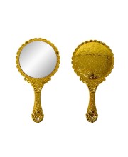 Makeup Plastic Portable Hand Mirror | Compact Handheld Mirror for Travel, Beauty, and Daily Use (Gold)