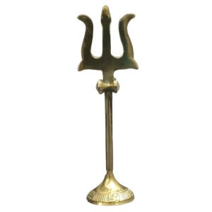 HiTechMart Handcrafted Brass Trishul Stand – Divine Hindu Trident for Puja, Home Temple & Spiritual Décor – Durable & Auspicious Religious Symbol for Lord Shiva Worship