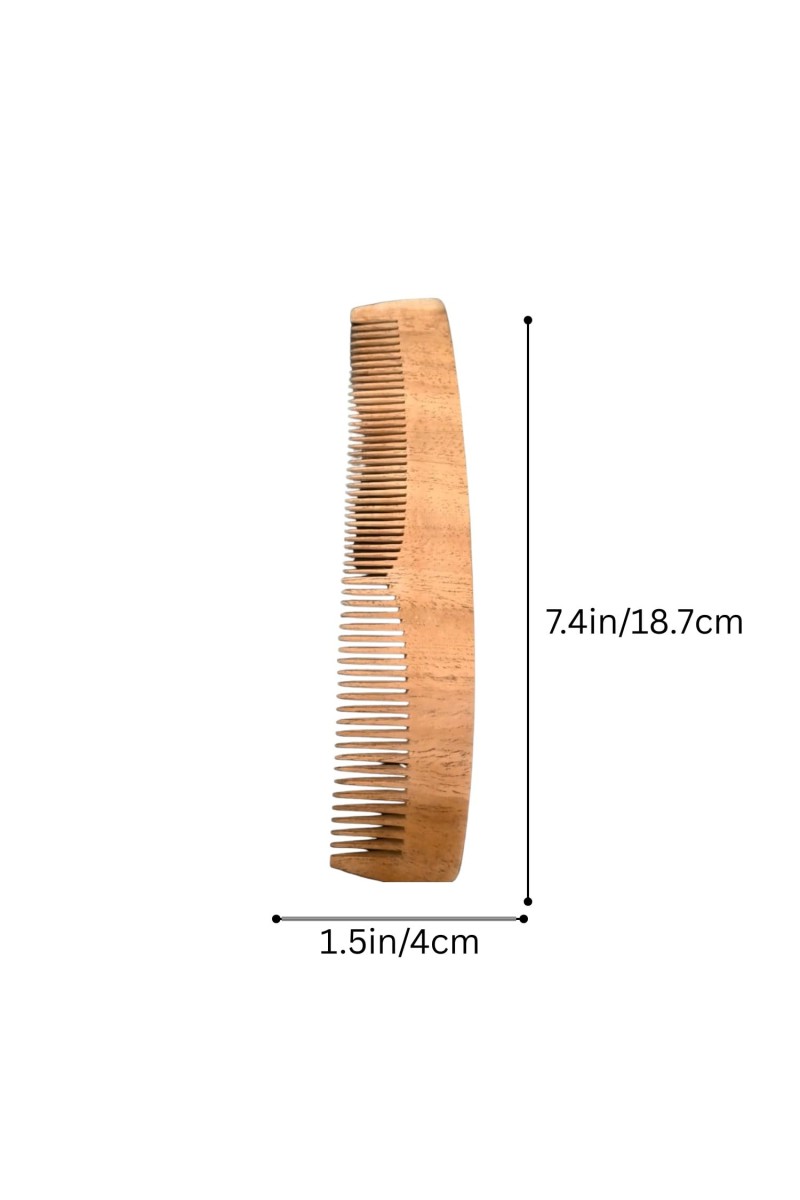 Wooden Neem Comb for Hair | Natural Anti-Static Wooden Hair Comb | Wide & Fine Teeth | Reduces Hair Fall & Dandruff | Unisex (combo of 2)