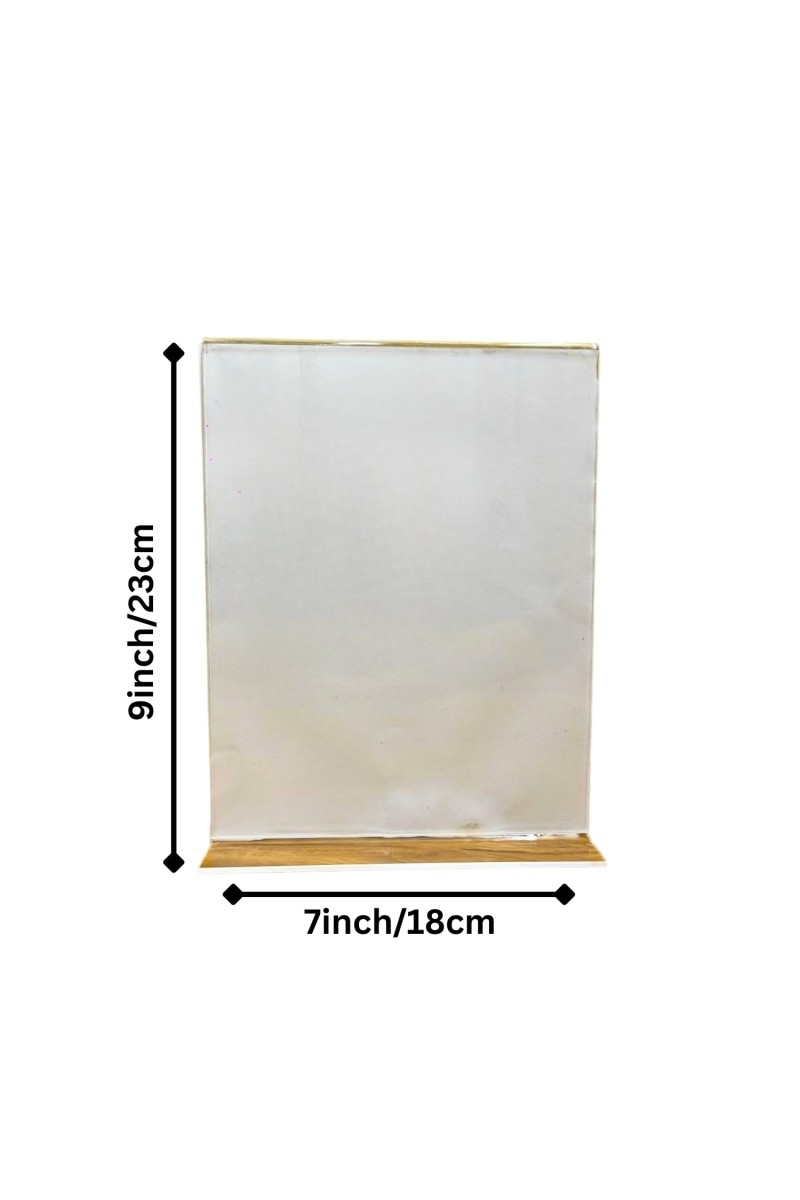 Acrylic Display Stand for Tabletop – Clear Vertical Menu & Sign Holder, Double-Sided Display for Restaurants, Shops, Offices, Events & Photo Frame Use (1 Pc)