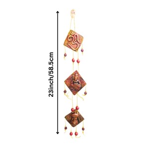Hindu Wall Hanging Decorative Showpiece with Om & Ganesha | Spiritual Door Hanging for Home Temple, Pooja Room & Living Room Décor (Triangular)