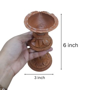Handmade Clay Dhoop Dani and Pradeep Traditional Terracotta Diya for Puja Home Temple Decoration Festival Use (Set of Two)