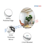 Hitech Sales Oval Wall Mounted Mirror 29.5 x 39 cm Modern Decorative Mirror for Bathroom, Living Room, or Bedroom (Vertical & Horizontal Use)