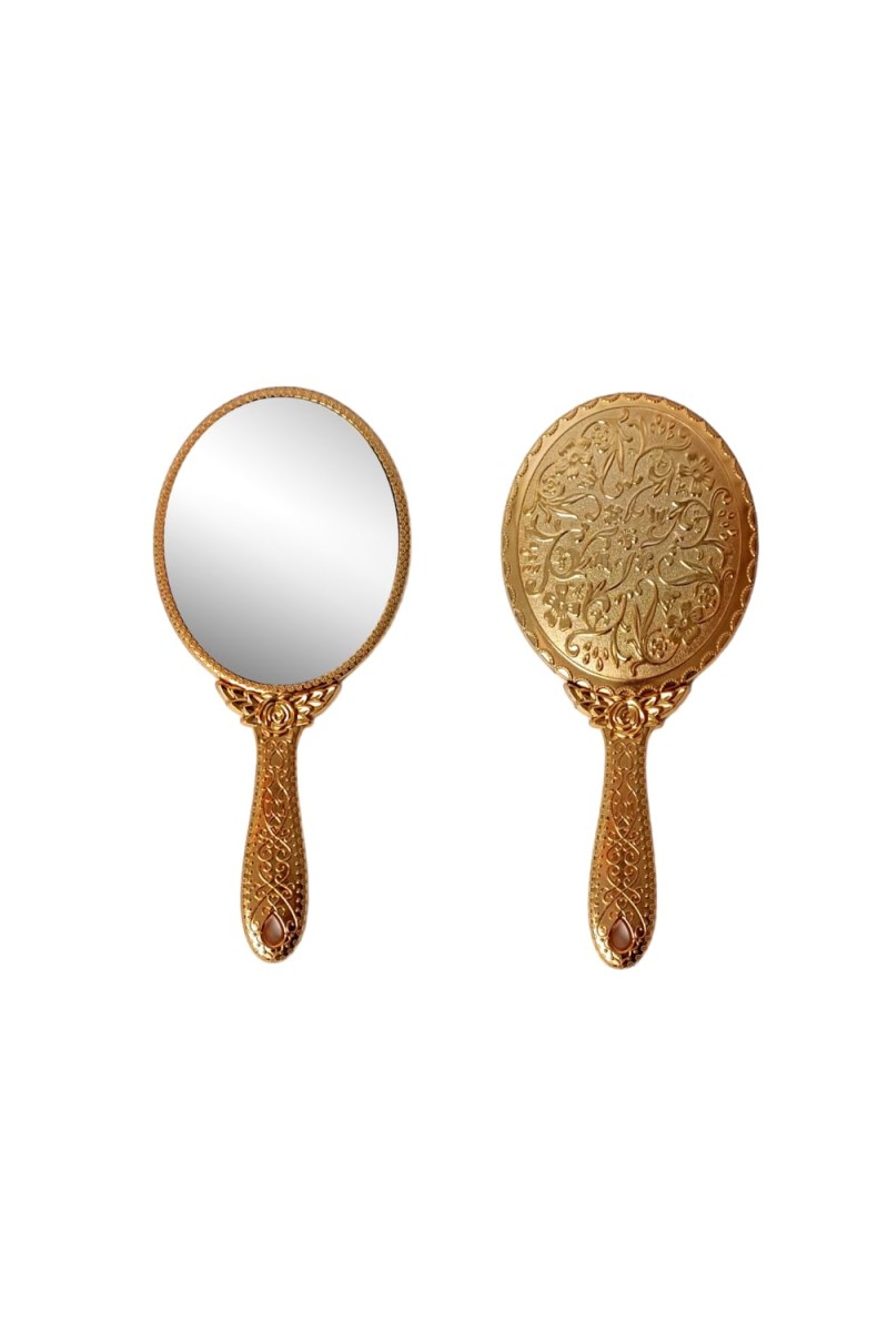 Makeup Plastic Portable Hand Mirror | Compact Handheld Mirror for Travel, Beauty, and Daily Use (Brown)