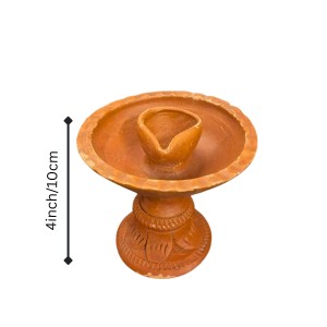 Clay Terracotta Diya for Puja & Diwali | Handmade Earthen Oil Lamp for Home Temple, Festival & Spiritual Décor (23inch/7.5cm)
