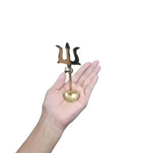 HiTechMart Handcrafted Brass Trishul Stand – Divine Hindu Trident for Puja, Home Temple & Spiritual Décor – Durable & Auspicious Religious Symbol for Lord Shiva Worship
