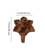 Handicrafts Handmade Traditional Terracotta Pancha Pradeep (Pancha Diya) with Dhoop Stand for Diwali and Puja – Perfect for Home Décor