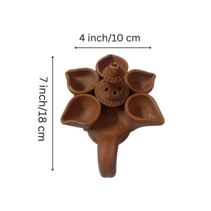 Handicrafts Handmade Traditional Terracotta Pancha Pradeep (Pancha Diya) with Dhoop Stand for Diwali and Puja – Perfect for Home Décor