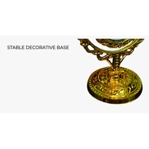 Vintage Oval Tabletop Mirror with Ornate Golden Frame – Classic Decorative Vanity Mirror, Rotating Double-Sided Design for Makeup & Dressing