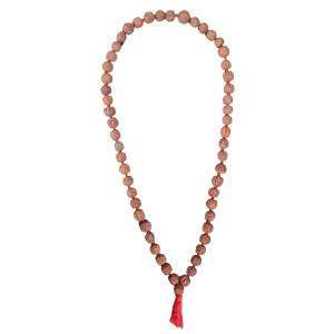 HiTechMart 5 Mukhi Rudraksha Mala Hindu Prayer Meditation Rosary with Red Tassel