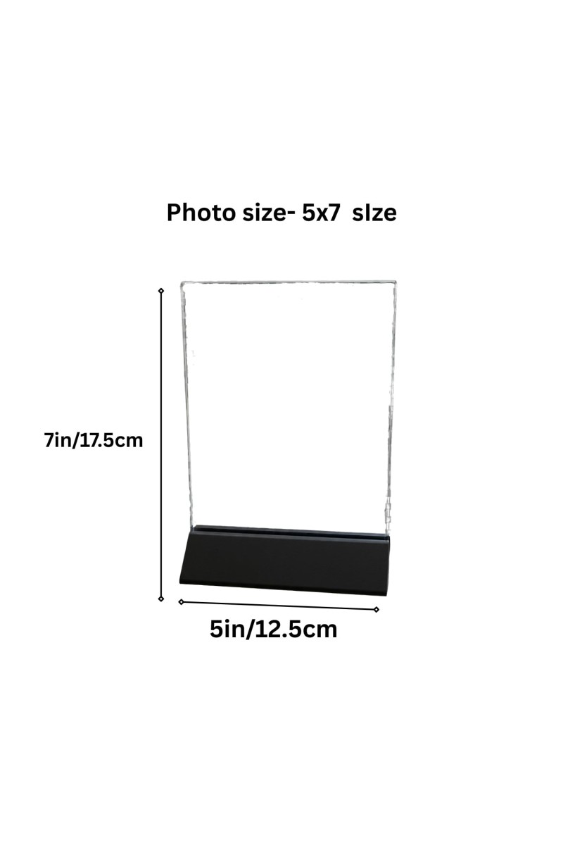 Clear Acrylic Photo Frame Stand | Transparent Crystal Photo Holder for Table & Desk Display | Modern Minimalist Picture Frame for Home, Office & Tabletop Photo Stand (5x7 size).