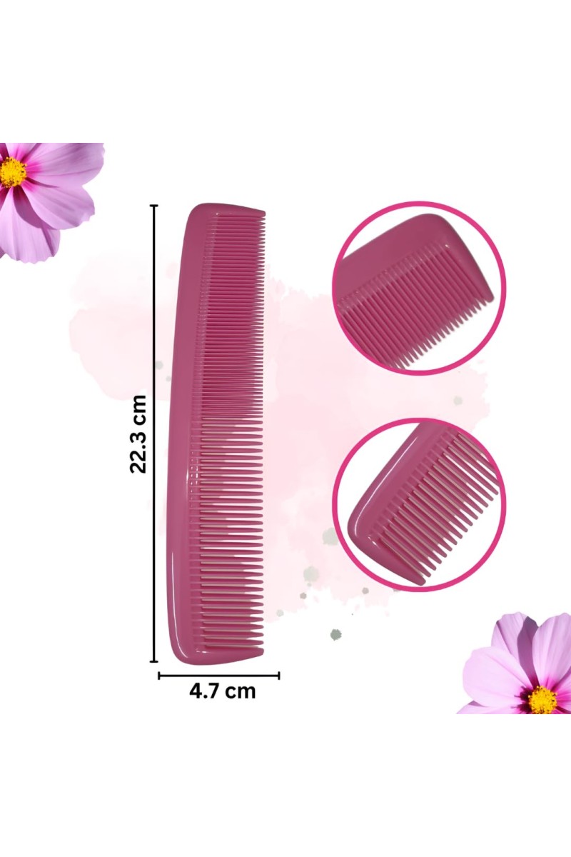Hi Tech Sales Grooming Hair Combs for Men and Women Wide Tooth Comb Detangling Frizz off detangler hair comb for Curly, long Hair & any type Hair, Wet, Dry. Shampoo Comb. Pack of 1 (Pink)
