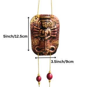 Handcrafted Terracotta Hindu Deity Hanging with Ganesha Design | Decorative Wall Hanging for Home, Entrance & Temple Decor | Traditional Door Hanging | Copper Finish Ornament