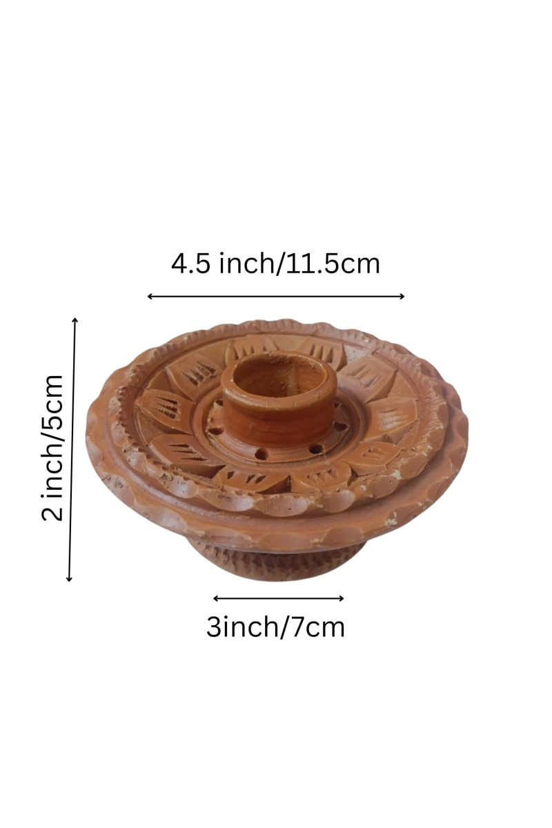 Handcrafted Terracotta Padma (Lotus) Incense Stick/Agarbatti Holder – Pooja Decor & Room Fragrance Enhancer