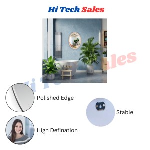 Hitech Sales Oval Wall Mounted Mirror 29.5 x 39 cm Modern Decorative Mirror for Bathroom, Living Room, or Bedroom (Vertical & Horizontal Use)