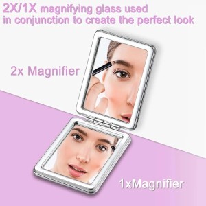 Makeup Mirror, Vanity Mirror for Cosmetic Application,Pocket Mirror, Small Travel Mirror with Magnification, Portable Double-Sided Magnifying Cosmetic Mirror for Daily (Light Pink)