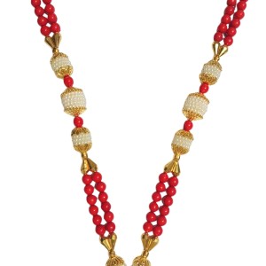 Handmade Moti Mala Artificial Multicolor Pearl Garland | Decorative Haar for God Idol, Temple & Home Décor (16 inch)