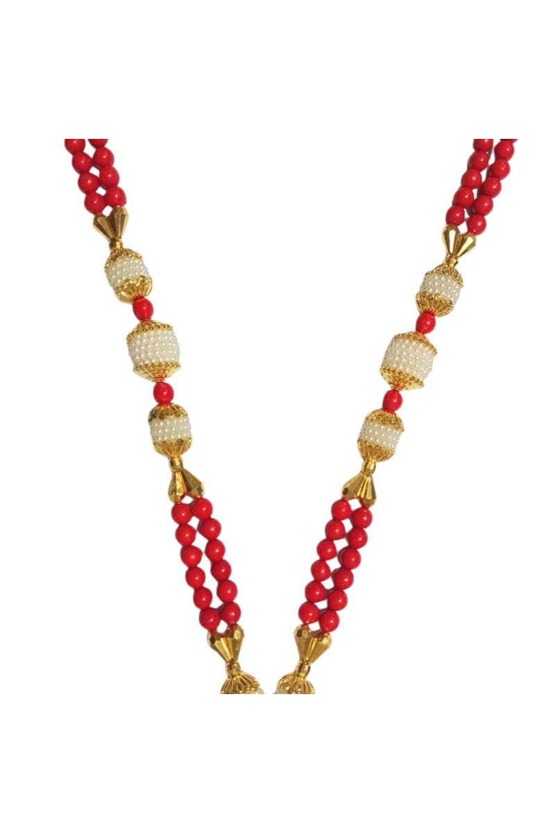 Handmade Moti Mala Artificial Multicolor Pearl Garland | Decorative Haar for God Idol, Temple & Home Décor (16 inch)