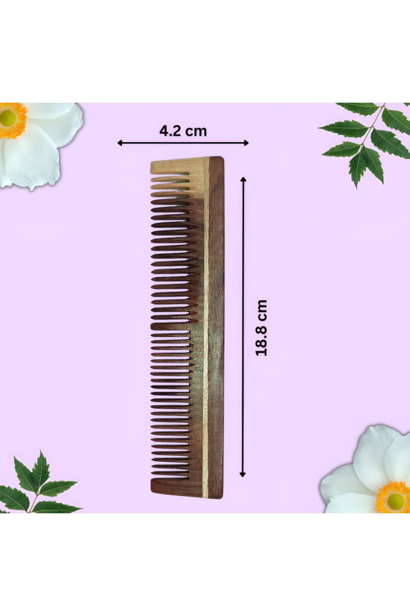 Hi Tech Sales Wooden Comb || Hair Scalp Massager || Kangi for Hair Growth, Hair fall & Dandruff Control || Handcrafted Designer Comb For Men & Women (18.8 x 4.2 cm)