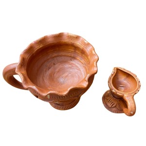 Traditional Dhunuchi Pradeep Clay Incense Burner Puja Diya for Durga Puja Aarti Pooja Decor