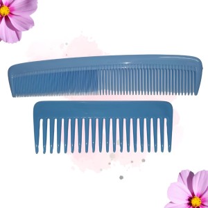 Hi Tech Sales Green Dressing Hair Comb & Wide Tooth Shampoo Comb for Men & Women | Pack of 2 (Sky)