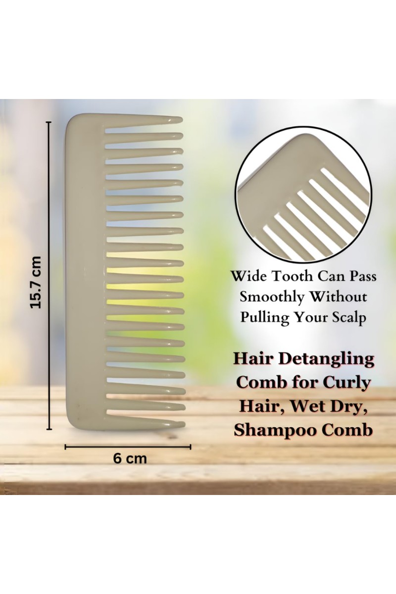 Hi Tech Sales Hair Wide Tooth Comb Detangling Frizz off detangler hair comb for Curly, long Hair & any type Hair, Wet, Dry. Shampoo Comb. Pack of 1 (Beige)