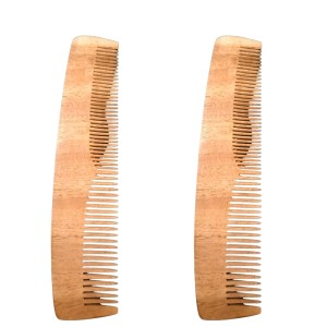 Wooden Neem Comb for Hair | Natural Anti-Static Wooden Hair Comb | Wide & Fine Teeth | Reduces Hair Fall & Dandruff | Unisex (combo of 2)