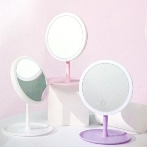HiTechMart LED Lighted Makeup Mirror – Touch Control, Dimmable Vanity Mirror with Adjustable Stand, 360° Rotation, Rechargeable & Portable for Beauty, Skincare & Grooming