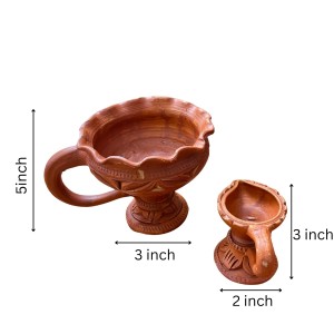 Traditional Dhunuchi Pradeep Clay Incense Burner Puja Diya for Durga Puja Aarti Pooja Decor
