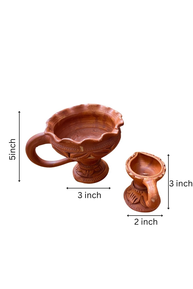 Traditional Dhunuchi Pradeep Clay Incense Burner Puja Diya for Durga Puja Aarti Pooja Decor