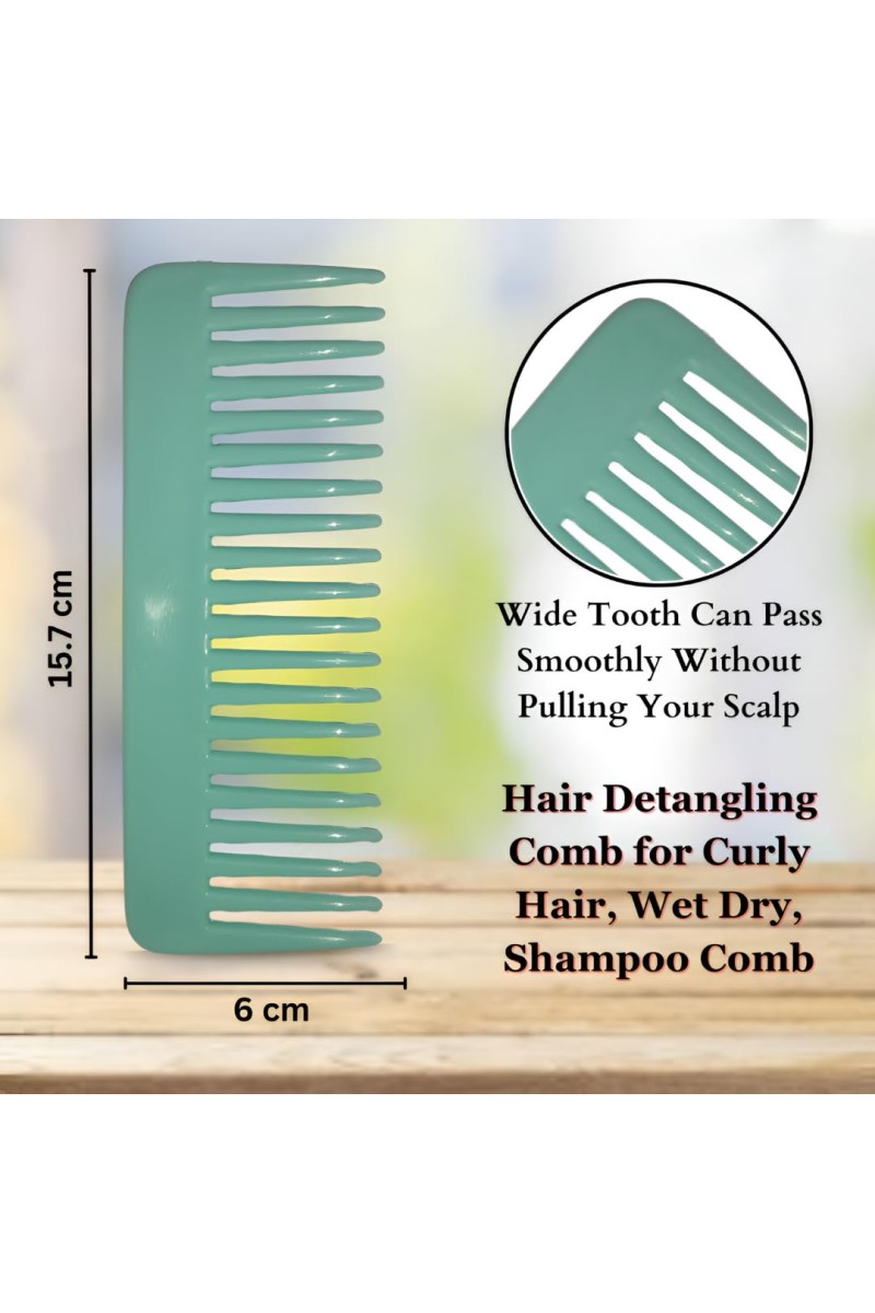 Hi Tech Sales Hair Wide Tooth Comb Detangling Frizz off detangler hair comb for Curly, long Hair & any type Hair, Wet, Dry. Shampoo Comb. Pack of 1 (Green)