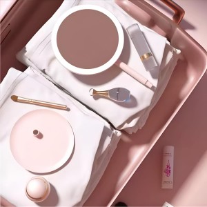HiTechMart LED Lighted Makeup Mirror – Touch Control, Dimmable Vanity Mirror with Adjustable Stand, 360° Rotation, Rechargeable & Portable for Beauty, Skincare & Grooming